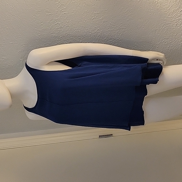 3/$30 Metaphor Blue Sleeveless Chiffon Overlay Swing Slip Top - Picture 3 of 9